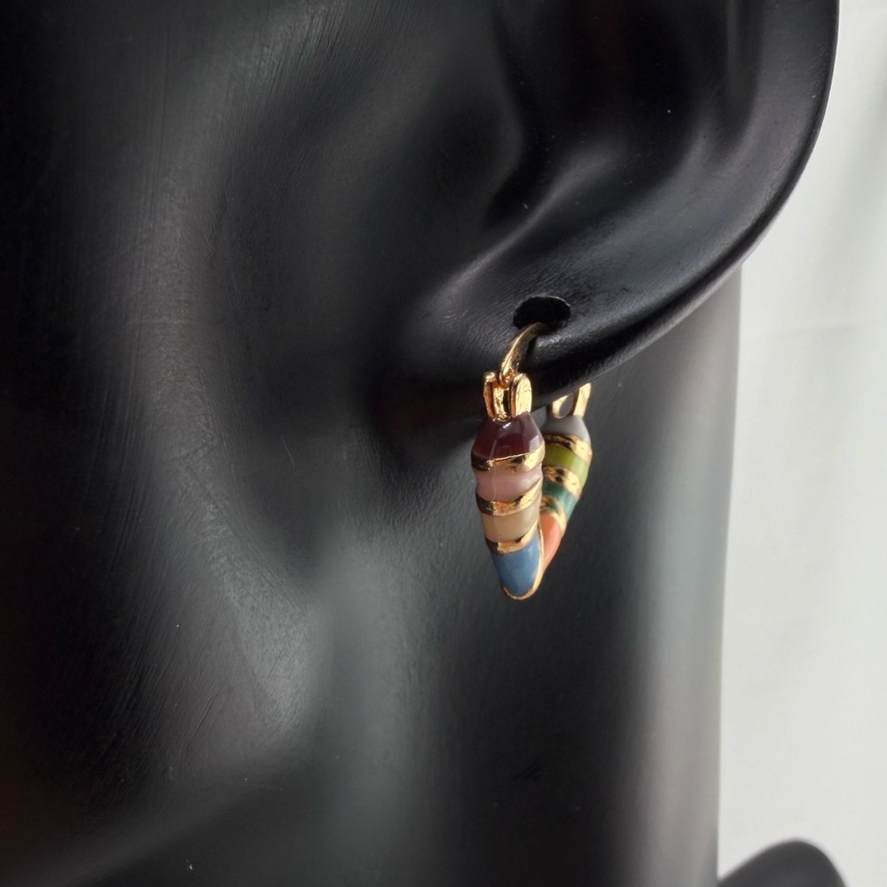 Colorful Heart Hoop Earrings Gold Plated - Picture 4 of 12